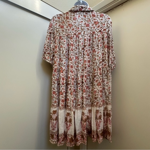 Floral Boho Tiered Collared Button Up Dress / Duster size 2X - Picture 3 of 7